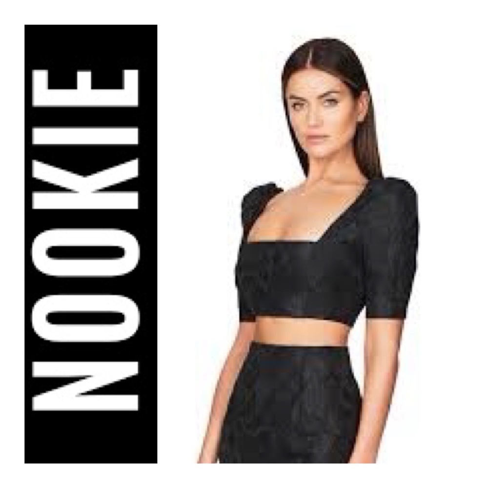 NOOKIE Solana Crop in Jacquard Black Size xs